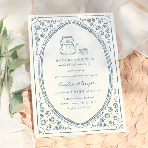 Invitation Fête des mariées Whimsical Vintage Tea Party