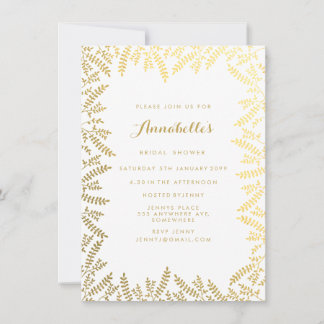 Invitation Fête des mariées White Gold Feuilles