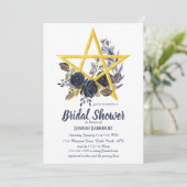 Invitation Fête des mariées Wiccan | Gothique Floral Pentacle (Debout devant)