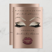 Invitation Fête des mariées Yeux Bronze Sparkly Lips Bourgogn (Devant / Derrière)