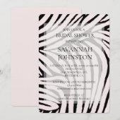 Invitation Fête des mariées Zèbre Rose Noir (Devant / Derrière)