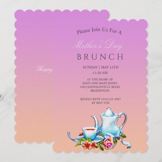 Invitation Fête des mères (Devant / Derrière)