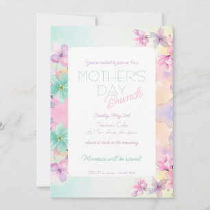 Invitation Fête des Mères aquarelle florale pastel Brunch
