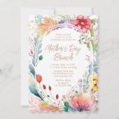 Invitation Fête des Mères Brunch Aquarelle Fleur sauvage Flor (Devant)