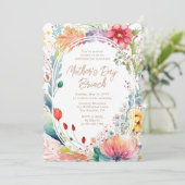 Invitation Fête des Mères Brunch Aquarelle Fleur sauvage Flor (Debout devant)