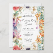 Invitation Fête des Mères Brunch Aquarelle Fleur sauvage Flor (Devant)