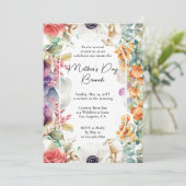 Invitation Fête des Mères Brunch Aquarelle Fleur sauvage Flor (Debout devant)
