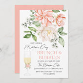 Invitation Fête des mères Brunch & Bubbles Floral (Devant / Derrière)