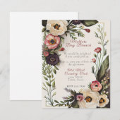 Invitation Fête des Mères Brunch Elégante aquarelle Fleurs (Devant / Derrière)