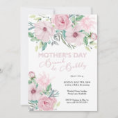 Invitation Fête des mères Brunch et Bubbly rose Peony Floral (Devant)