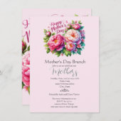 Invitation Fête des Mères Brunch Fête Rose (Devant / Derrière)