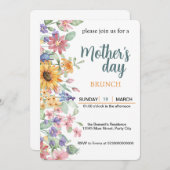 Invitation Fête des Mères Brunch Fleur de soleil (Devant / Derrière)