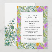 Invitation Fête des Mères Brunch Fleur sauvage Vacances verte (Devant / Derrière)