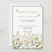 Invitation Fête des mères Brunch Fleurs blanches Papillons (Devant)