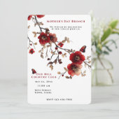 Invitation Fête des mères Brunch Fleurs rouges Papillons (Debout devant)