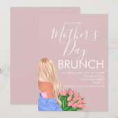 Invitation Fête des mères Brunch Floral Blush Pink Ladies (Devant / Derrière)