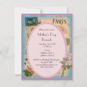 Invitation Fête des Mères Brunch Paris Tour Eiffel & Rose (Dos)
