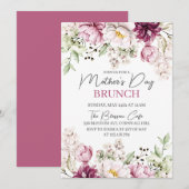 Invitation Fête des mères Brunch Purple Floral Aquarelle (Devant / Derrière)