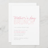 Invitation Fête des mères Brunch rose blanc entièrement perso (Devant / Derrière)