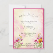 Invitation Fête des Mères Brunch Rose Jaune Fleurs Cosmos (Devant)