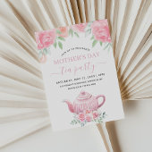 Invitation Fête des mères Brunch Tea Party Floral Aquarelle