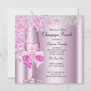 Invitation Fête des Mères Champagne Rose Pretty Brunch 2B