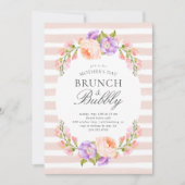Invitation Fête des mères de Blush Stripe et Bloom Brunch (Devant)