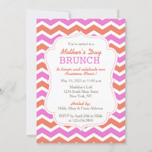 Invitation Fête des mères de Pink and Orange Chevron