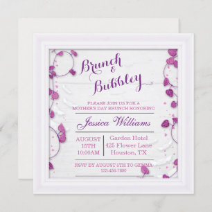 Invitation Fête des mères décoratives violettes Brunch & Bubb