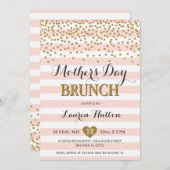 Invitation Fête des Mères d'or rose Brunch Élégant Moderne Ch (Devant / Derrière)
