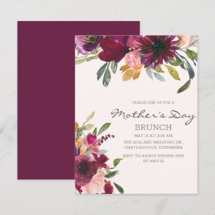 Invitation Fête des Mères élégante rose violet floral script