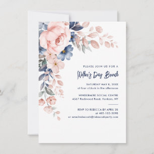 Invitation Fête des mères en aquarelle florale Brunch rose