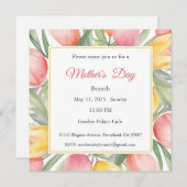 Invitation Fête des Mères, Fête des Mères Déjeuner (Devant / Derrière)