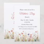 Invitation Fête des Mères, Fête des Mères Déjeuner (Devant / Derrière)