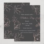 Invitation Fête des Mères, Fête des Mères Déjeuner (Devant / Derrière)