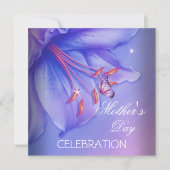 Invitation Fête des Mères Fleurs papillon violet rose Lilac (Devant)