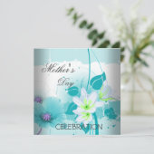 Invitation Fête des Mères Fleurs Turquoises Lilac (Debout devant)
