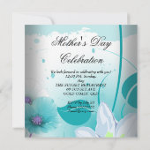 Invitation Fête des Mères Fleurs Turquoises Lilac (Dos)