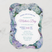Invitation Fête des mères Floral Blue Hydrangea Party (Devant / Derrière)