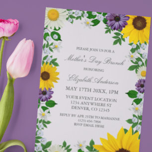 Invitation Fête des mères florales de la marguerite de tourne