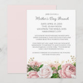 Invitation Fête des Mères Formelle Brunch Pink Floral (Devant / Derrière)