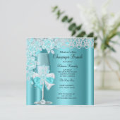 Invitation Fête des mères Joli Rose Turquoise Champagne Brunc (Debout devant)