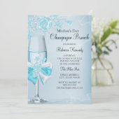 Invitation Fête des mères Joli Rose Turquoise Champagne Brunc (Debout devant)