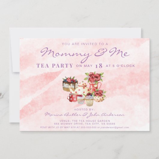 Invitation Fête des Mères Maman & Me Tea Party Pink Boho (Devant)