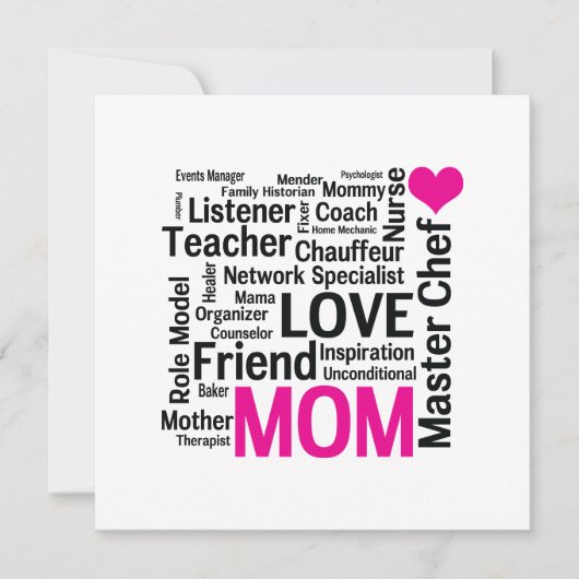 Invitation Fête des mères ou anniversaire pour une mère merve (Devant)