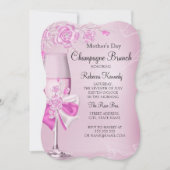 Invitation Fête des Mères Pretty Rose Champagne Brunch (Devant)