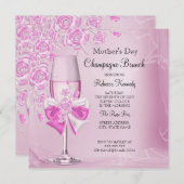 Invitation Fête des Mères Pretty Rose Champagne Brunch (Devant / Derrière)