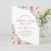 Invitation Fête des mères rose florale Brunch Party (Debout devant)