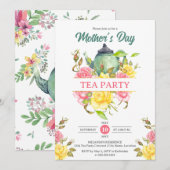 Invitation Fête des mères Tea Party Floral (Devant / Derrière)