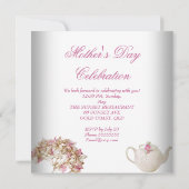 Invitation Fête des Mères Thé à fleurs rose blanc (Dos)